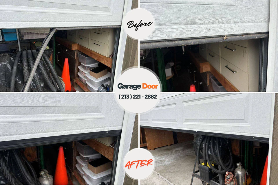 Before and after: garage door repair Windsor Heights, IA